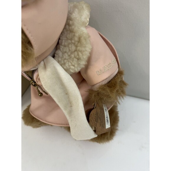 Vintage Robert Raikes Bear Pink Aviator Amelia Earhart Wooden Face Feet Tag NEW - Picture 6 of 11